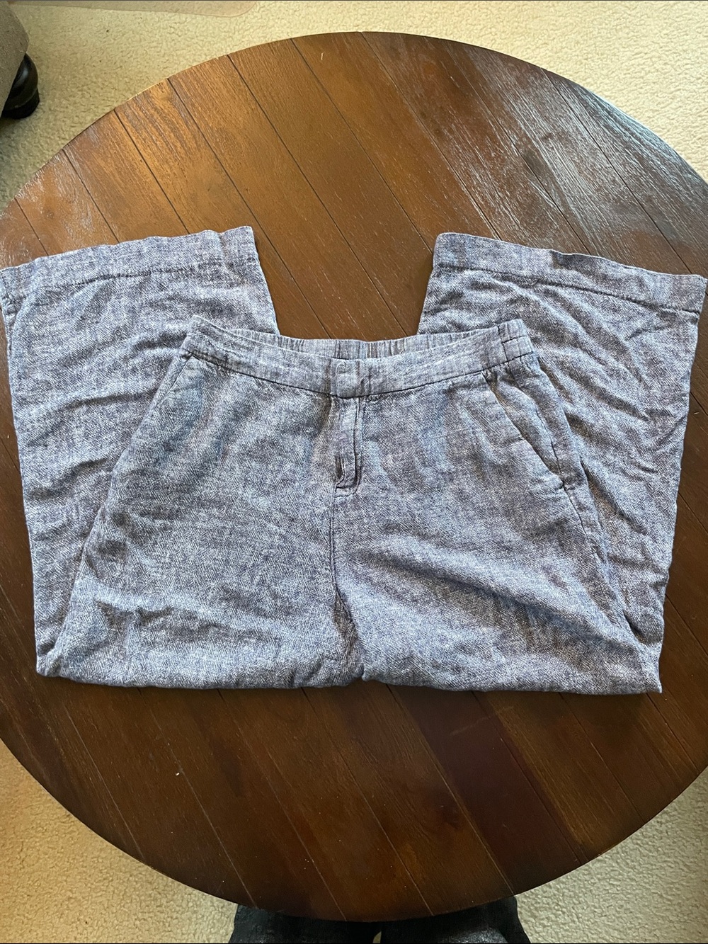 Old Navy Linen Light Heather Blue cropped pants